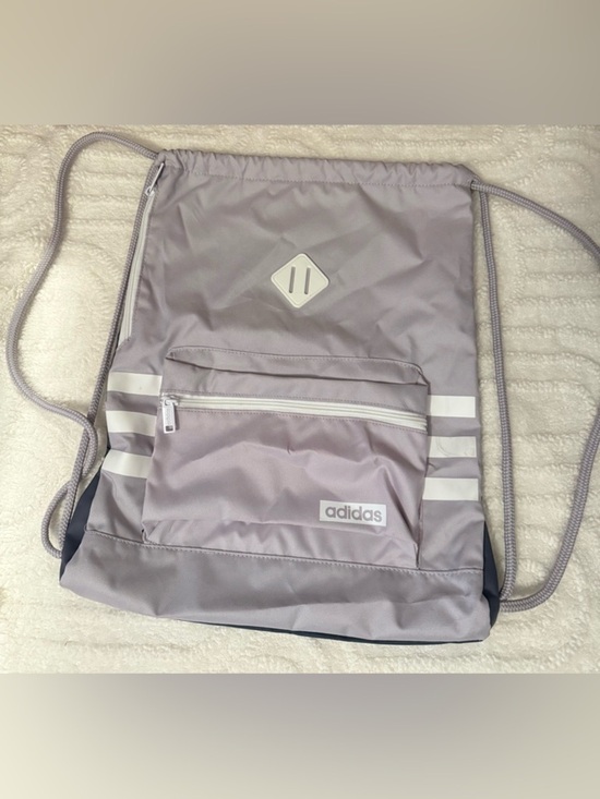 adidas Handbags - adidas Lavender/Grey Drawstring Gym Sack with Front Zip Pocket